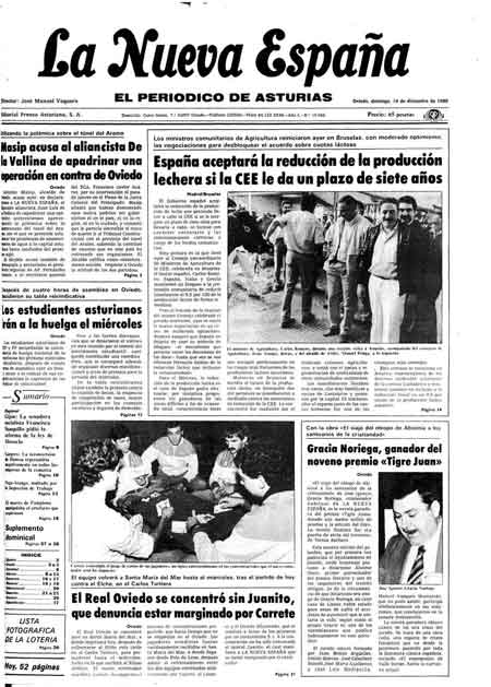Portada Domingo 14 de Diciembre de 1986