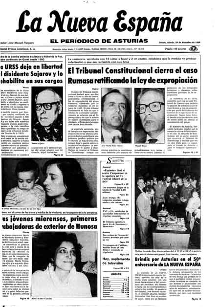 Portada Sábado 20 de Diciembre de 1986