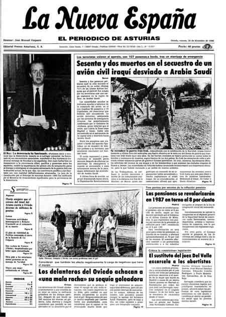 Portada Viernes 26 de Diciembre de 1986