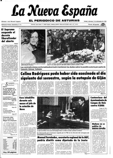 Portada Miércoles 31 de Diciembre de 1986
