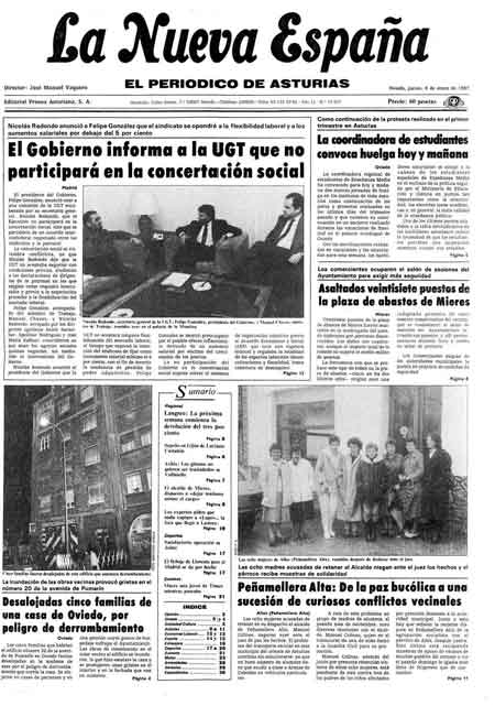 Portada Jueves 8 de  de 1987