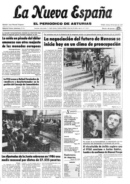 Portada Martes 20 de  de 1987