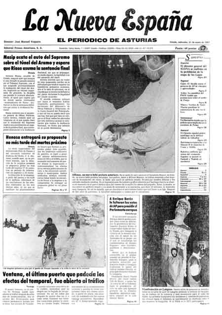 Portada Miércoles 21 de  de 1987