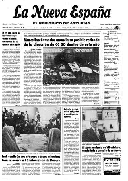 Portada Jueves 22 de  de 1987