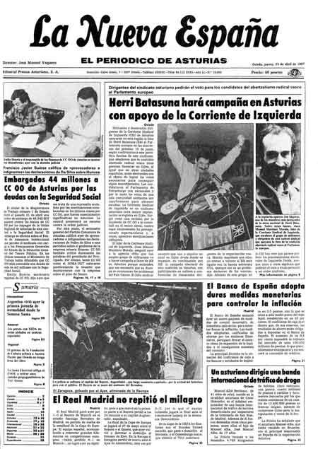 Portada Jueves 23 de  de 1987