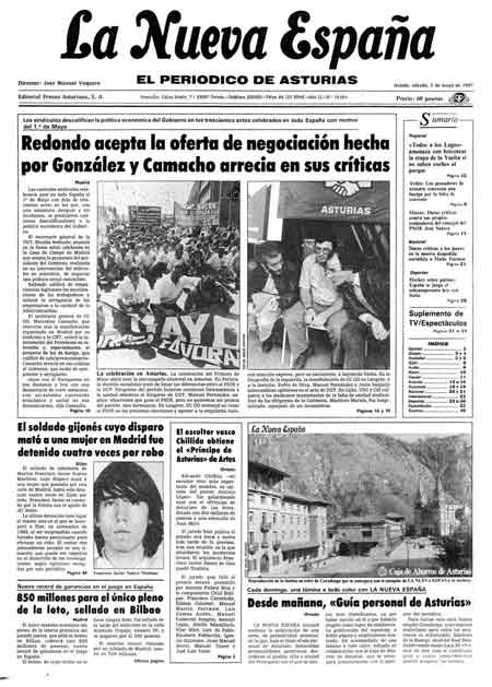 Portada Sábado 2 de  de 1987