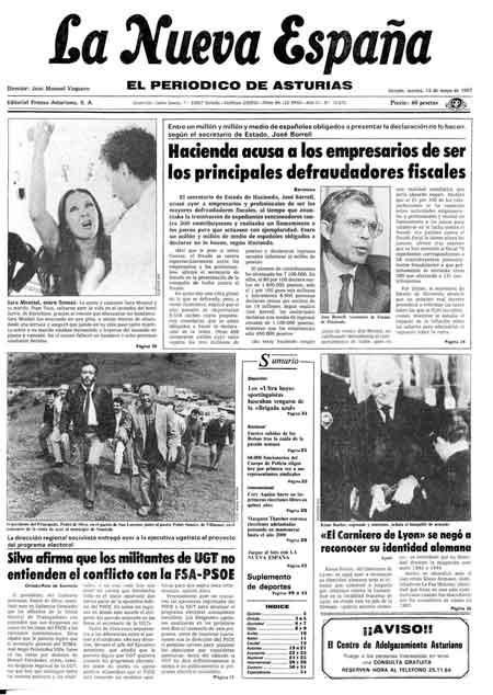 Portada Martes 12 de  de 1987