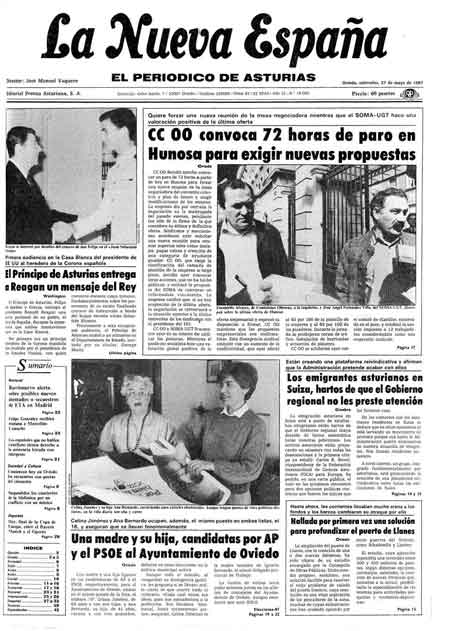 Portada Miércoles 27 de  de 1987