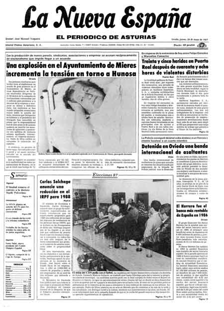Portada Jueves 28 de  de 1987
