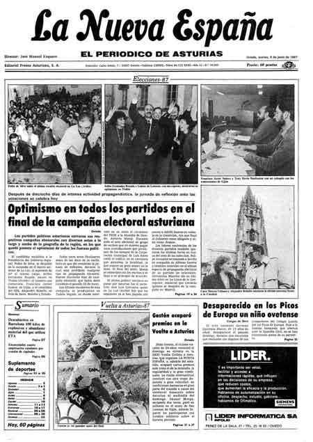 Portada Martes 9 de  de 1987