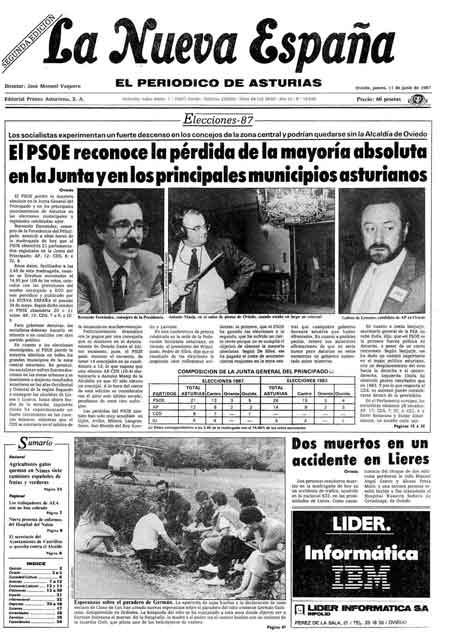 Portada Jueves 11 de  de 1987