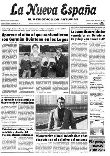 Portada Martes 16 de  de 1987