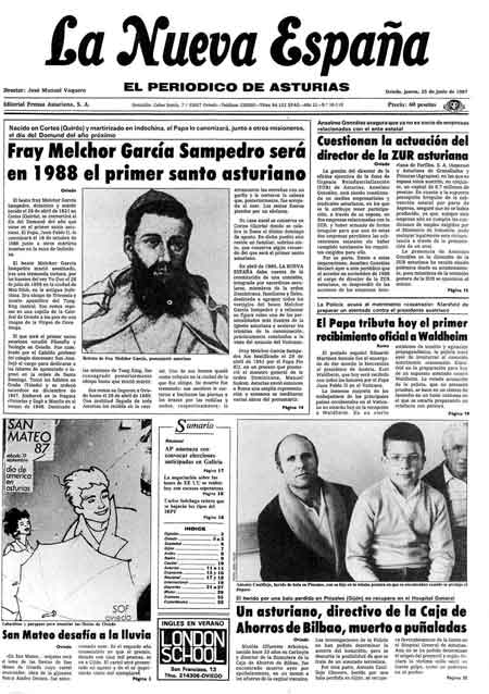 Portada Jueves 25 de  de 1987
