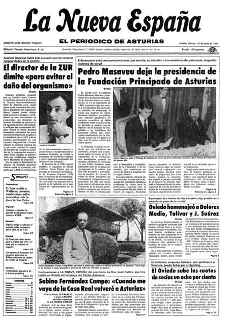 Portada Viernes 26 de  de 1987