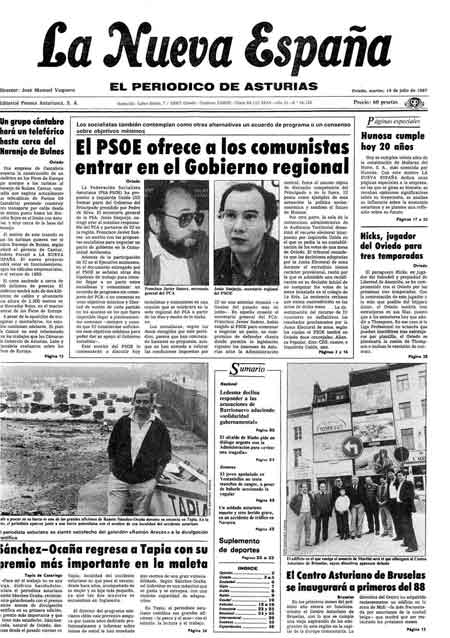 Portada Martes 14 de  de 1987