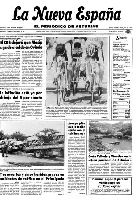 Portada Sábado 18 de  de 1987