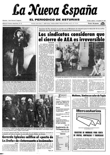 Portada Sábado 1 de  de 1987