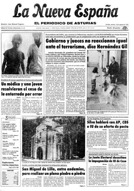 Portada Martes 4 de  de 1987