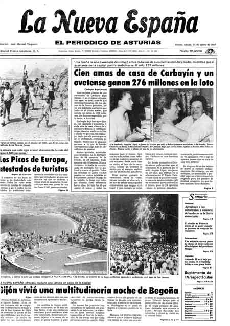 Portada Sábado 15 de  de 1987