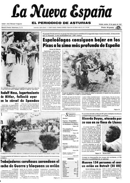 Portada Martes 18 de  de 1987