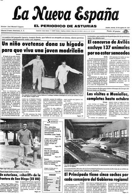 Portada Martes 25 de  de 1987