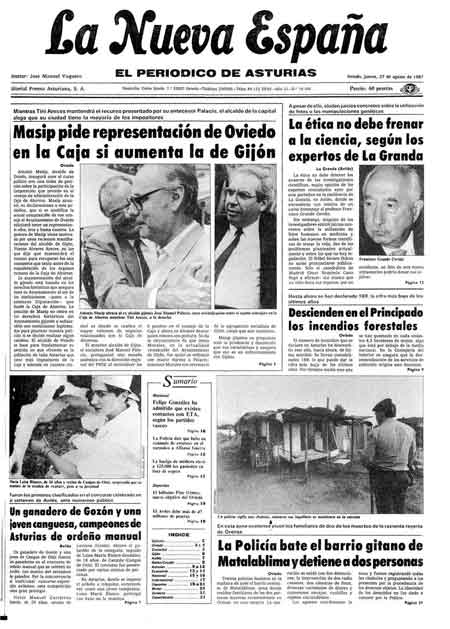 Portada Jueves 27 de  de 1987