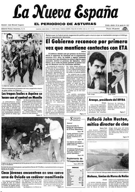 Portada Sábado 29 de  de 1987
