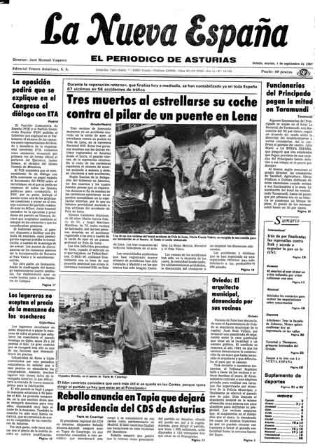 Portada Martes 1 de  de 1987