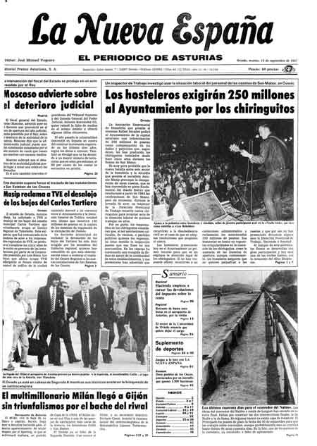 Portada Martes 15 de  de 1987