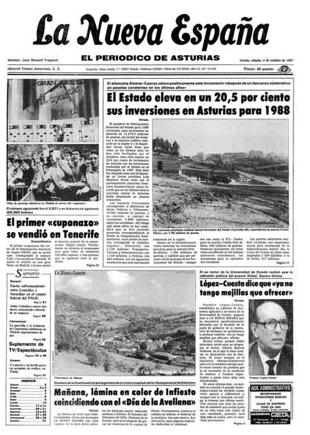 Portada Sábado 3 de Octubre de 1987