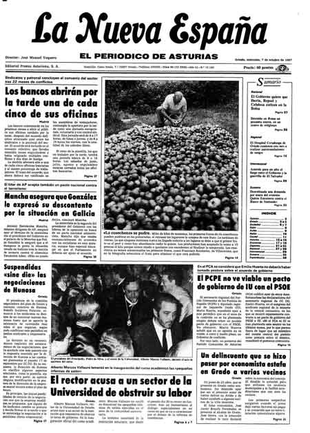Portada Miércoles 7 de Octubre de 1987