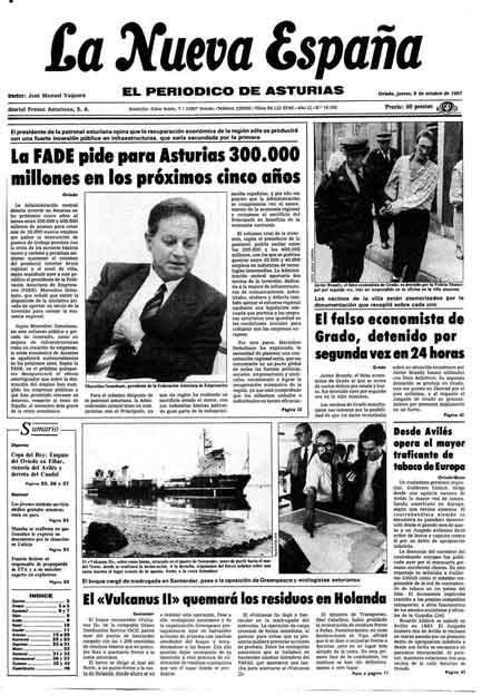 Portada Jueves 8 de Octubre de 1987