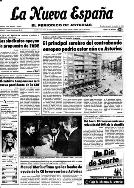 Portada Viernes 9 de Octubre de 1987