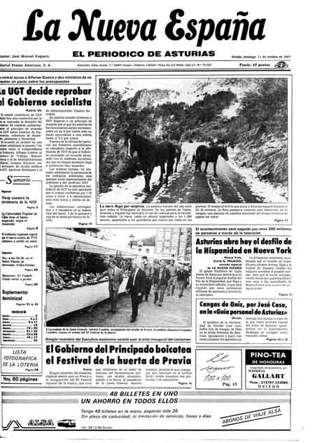 Portada Domingo 11 de Octubre de 1987