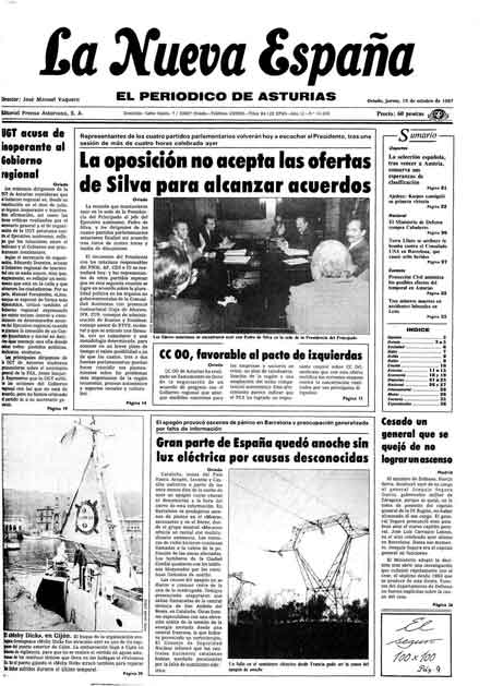 Portada Jueves 15 de Octubre de 1987