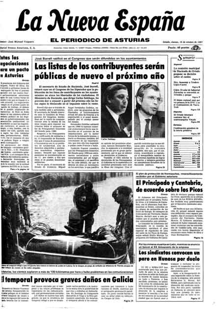 Portada Viernes 16 de Octubre de 1987