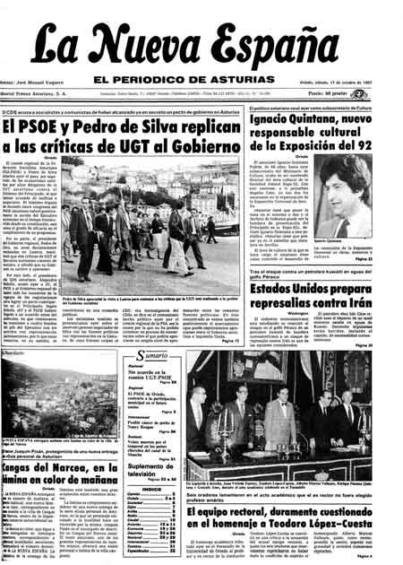 Portada Sábado 17 de Octubre de 1987