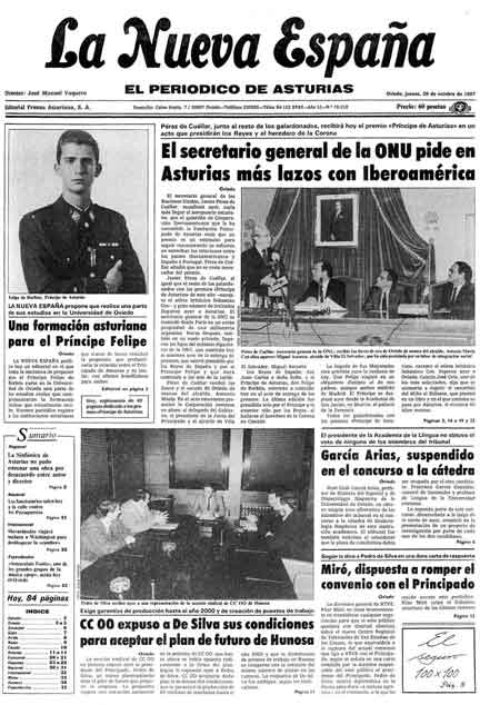 Portada Jueves 29 de Octubre de 1987