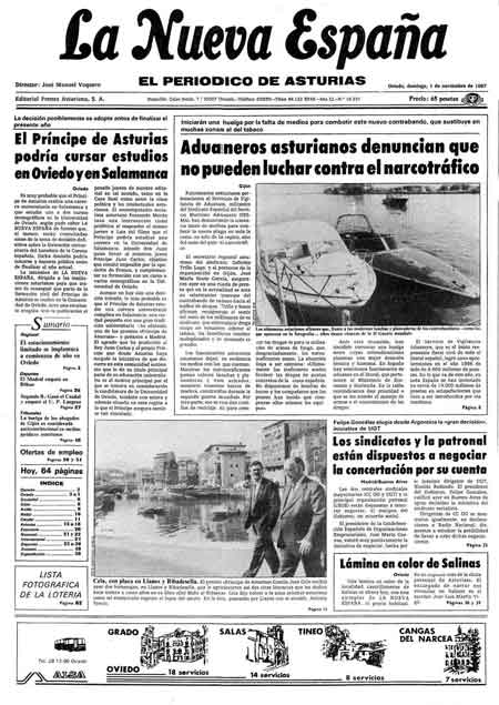 Portada Domingo 1 de Noviembre de 1987