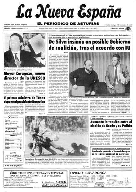 Portada Domingo 8 de Noviembre de 1987