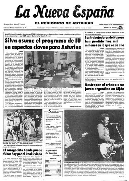 Portada Martes 10 de Noviembre de 1987