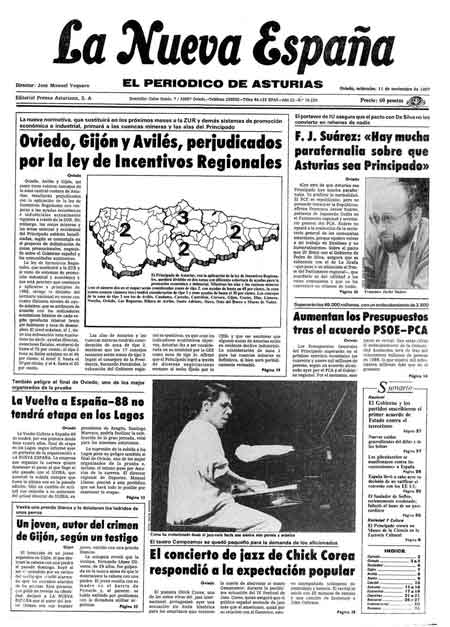 Portada Miércoles 11 de Noviembre de 1987