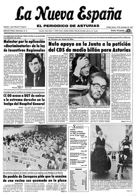 Portada Jueves 12 de Noviembre de 1987