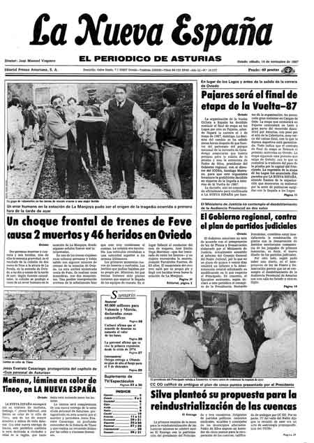 Portada Sábado 14 de Noviembre de 1987