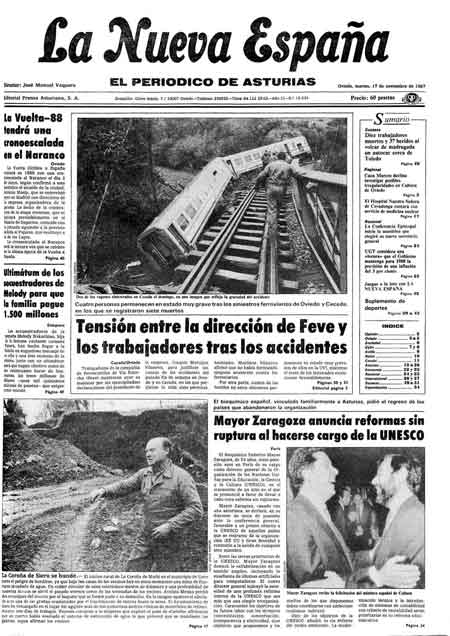 Portada Martes 17 de Noviembre de 1987