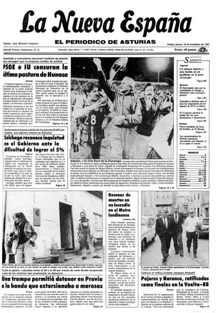 Portada Jueves 19 de Noviembre de 1987