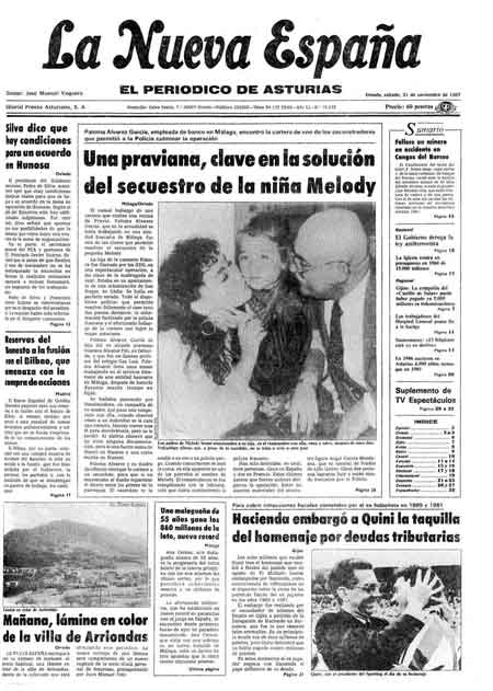 Portada Sábado 21 de Noviembre de 1987