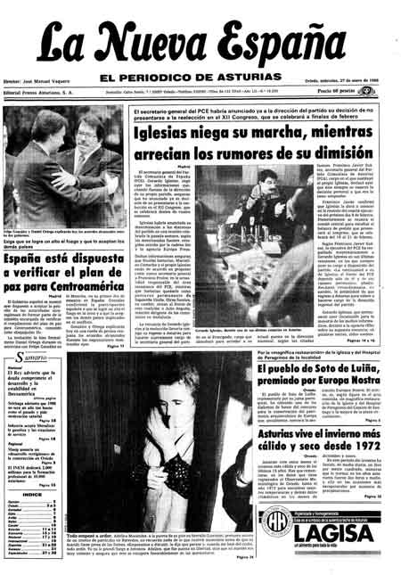 Portada Miércoles 27 de  de 1988