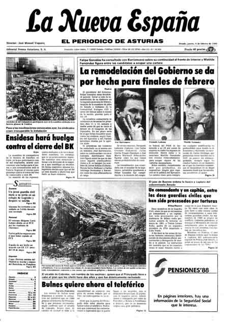 Portada Jueves 4 de  de 1988
