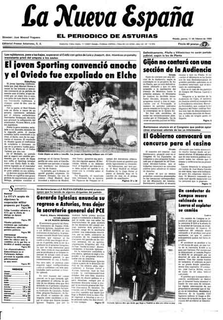 Portada Jueves 11 de  de 1988